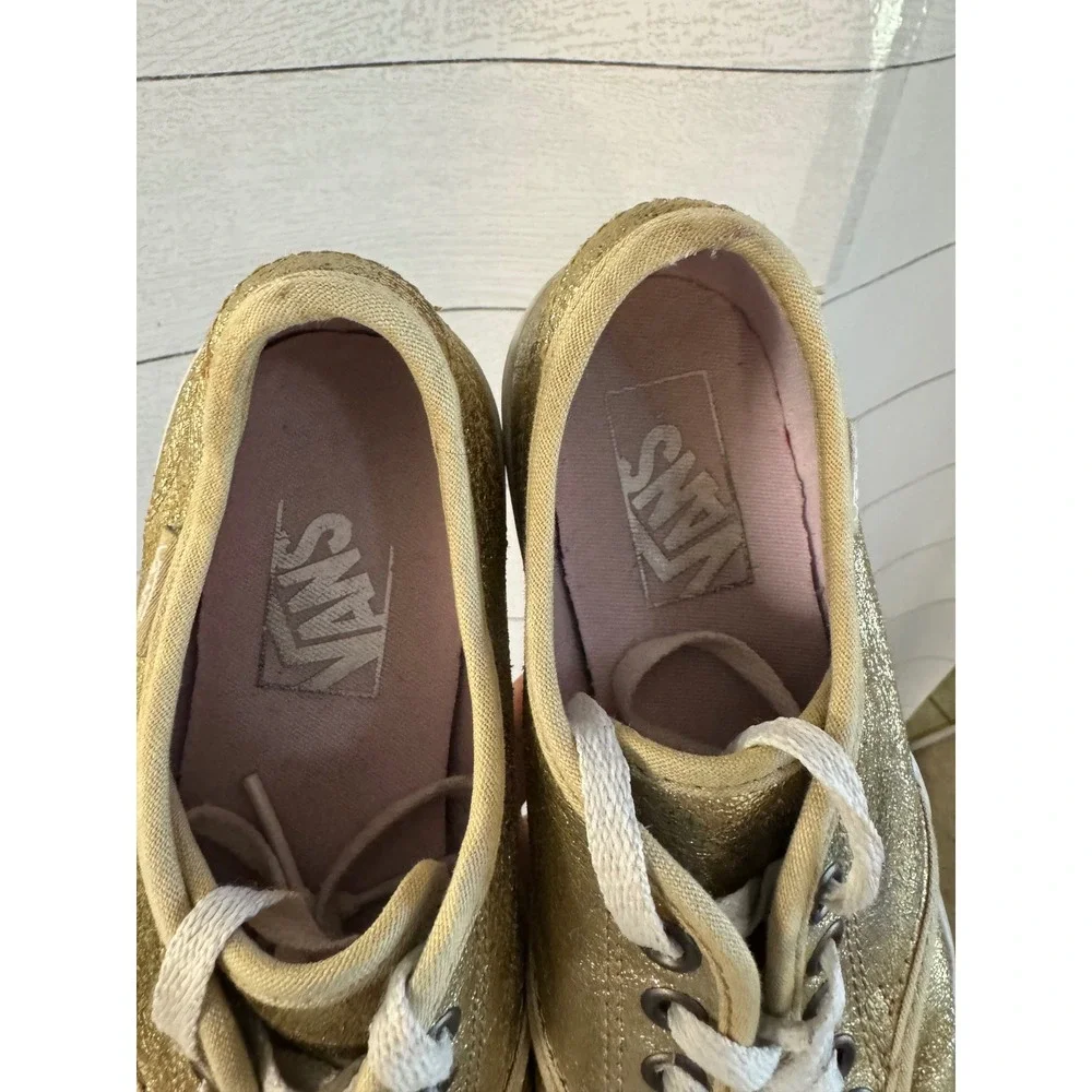 Vans Authentic Metallic Gold Glitter Low Top Sneakers Womens 6.5